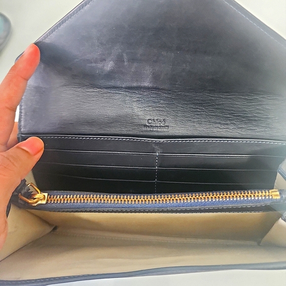 CHLOÉ BLACK LEATHER SUEDE ENVELOPE WALLET RTL $689 - Picture 5 of 6